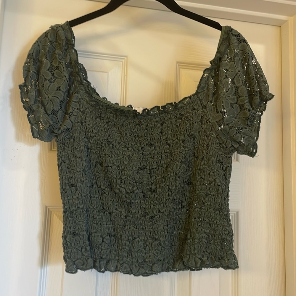 Lace off the shoulder crop top